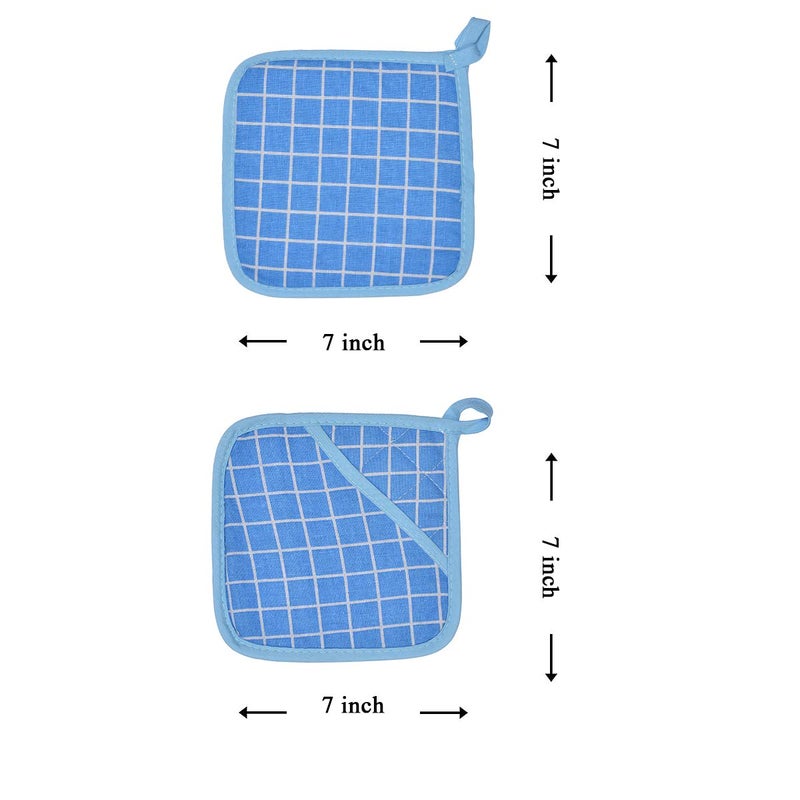 Win Change Oven Mitts and Potholders BBQ Gloves-Oven Mitts and Pot Holders with Recycled Infill Silicone Non-Slip Cooking Gloves for Cooking Baking Grilling (4-Piece Set,Blue) - Image 4